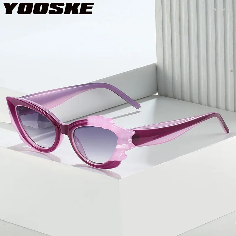 Sunglasses YOOSKE Trendy Cat Eye For Women Designer Irregular Sun Glasses Ladies Retro Crystal Multi Color Eyewear