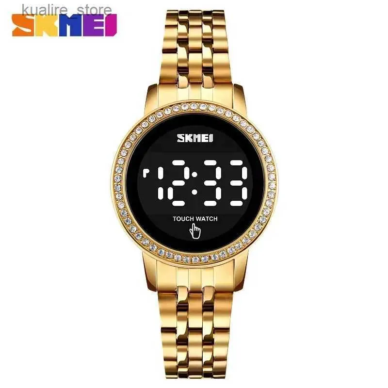 Women's Watches SKMEI 1669 Luxury Womens Simple Female reloj mujer Digital es LED Touch Diamond Waterproof Ladies Wristes Sport L240402