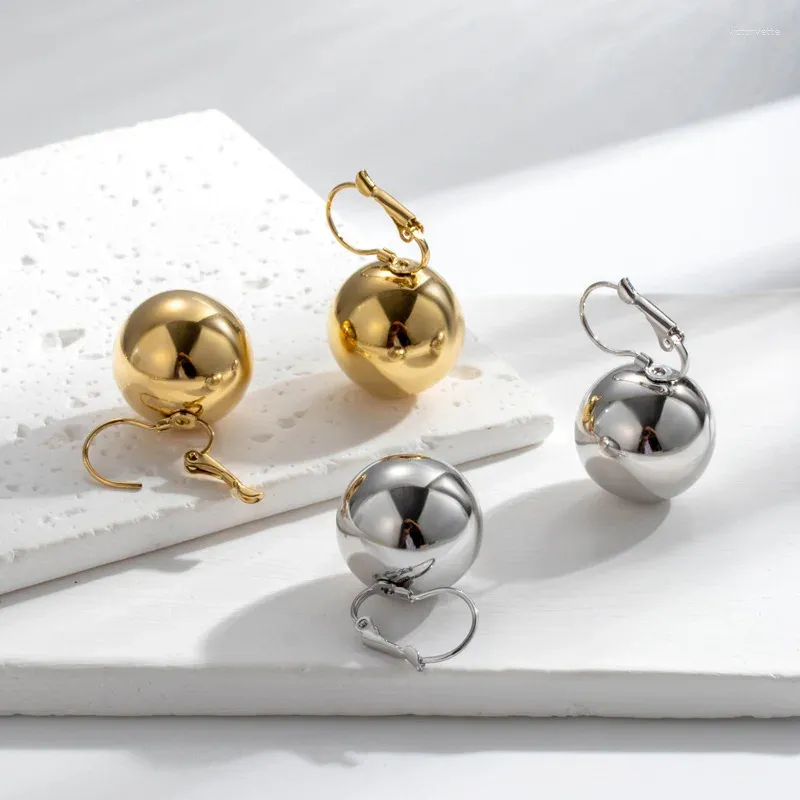 Orecchini a pennagliera in acciaio inossidabile a forma di sfera liscia Orerente per goccia per donne Creative Gold Silver Color Pandent Charm Gift Brincos