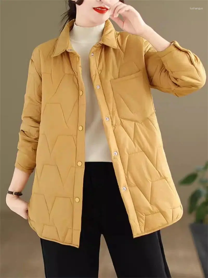 Vestes pour femmes coton chemise de style veste automne printemps 2024 Couleur solide à la mode simple mante à monte