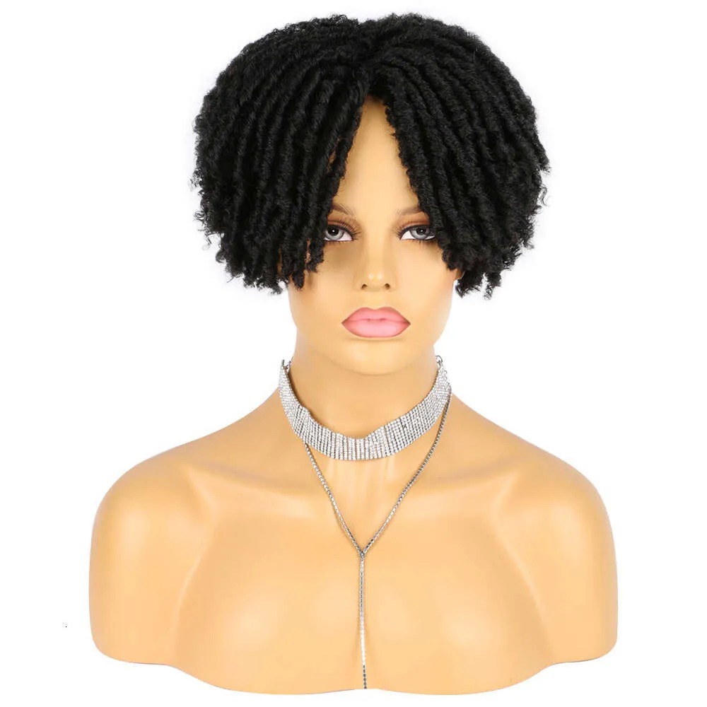 Synthetic Hair Machine Hollow African Dreadlocks Toupee Dreadlocks Wigs for Men Toupee Short Curly Wigs