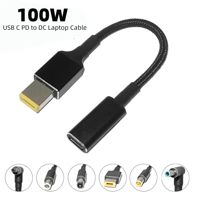 Möss 100W USB C PD till DC Universal Laptop Charger Converter Type C Snabbladdningsadapterkabeln för Asus Lenovo HP Dell