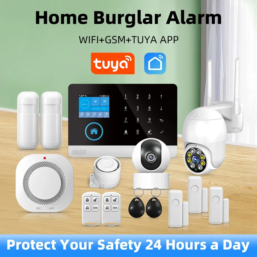 Caméras Wiless WiFi GSM Home Security Alarm System pour Tuya Smart Life avec détecteur de capteur de mouvement compatible avec Alexa Google