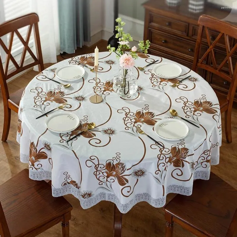 Tavolo da tavolo stampato rotondo impermeabile tovaglia in PVC Resistente alla casa in pizzo da pranzo per decorazioni per matrimoni