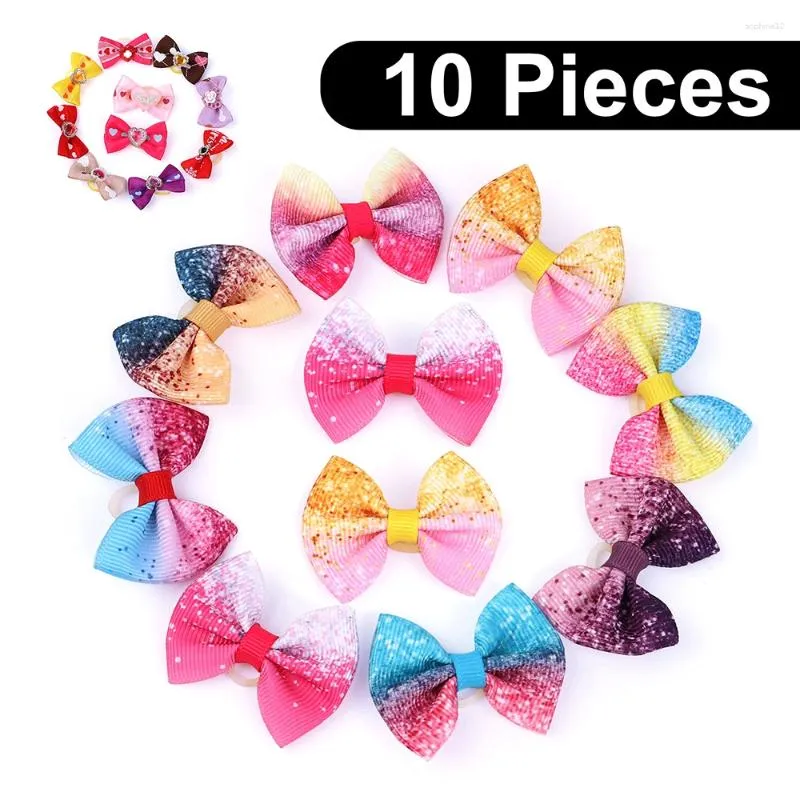 Dog Apparel 10pcs Cute Handmade Pet Hair Bows For Puppy Small Dogs Cats Chihuahua Grooming Lovely Bowknot Accessories
