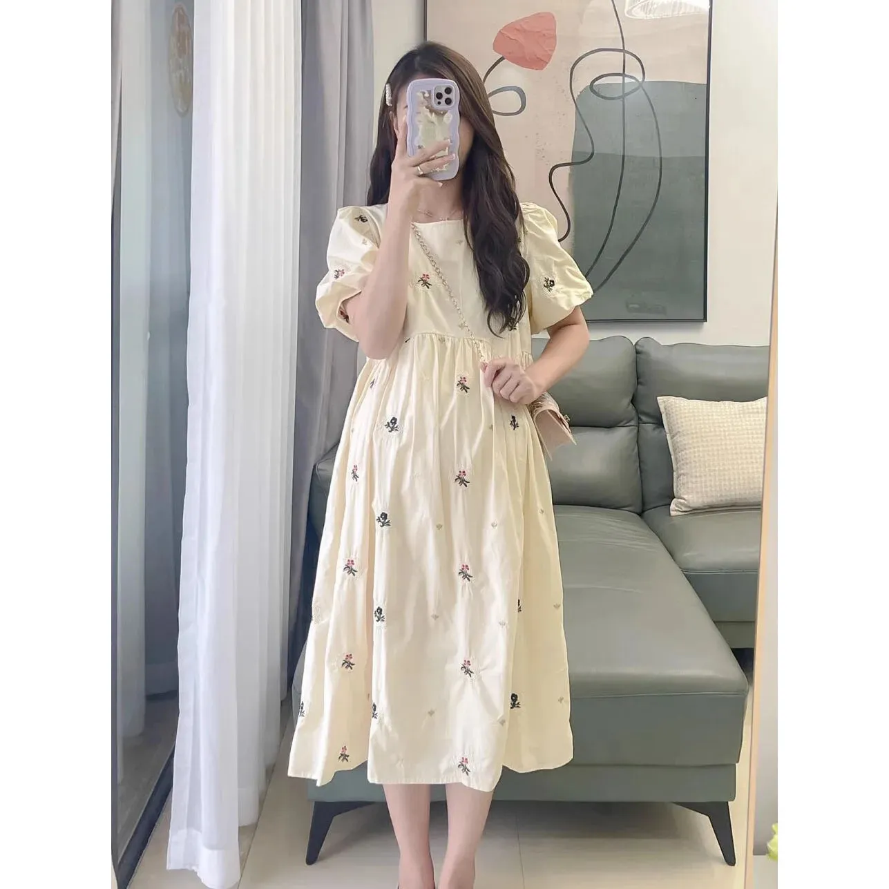 sweater dress yellow Delilah A-Line Model is wearing a 06122023promo Color:Contrast Nude Pink and Fuchsia qolati Maxi Dresses for