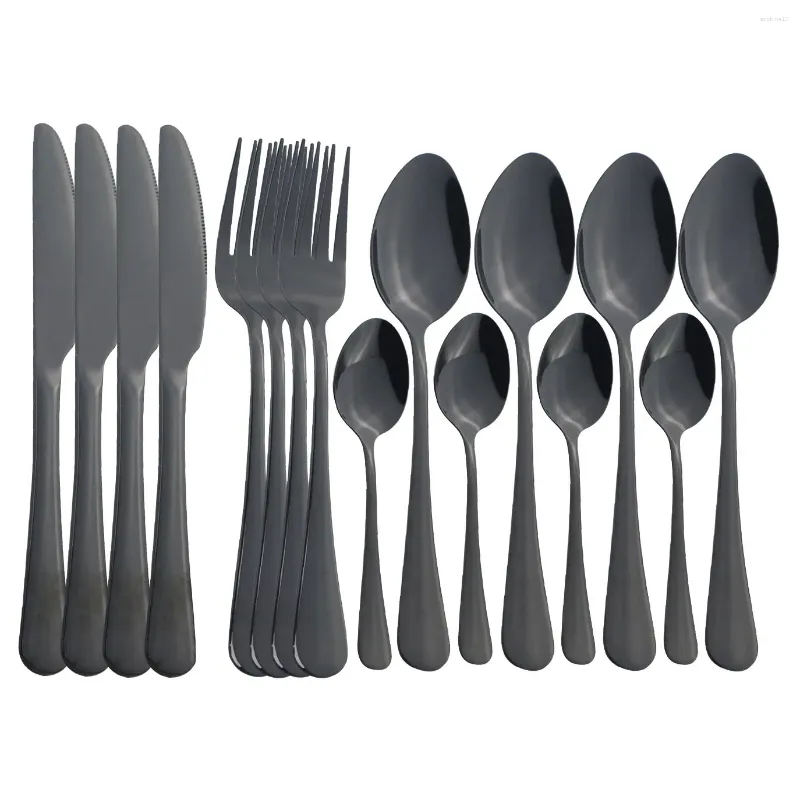 Geschirrsets 16pcs Set Edelstahl Tischgeschirr Gabel Löffel Messer Abendessen Bunte Küche Gold Besteck hell Silberwaren