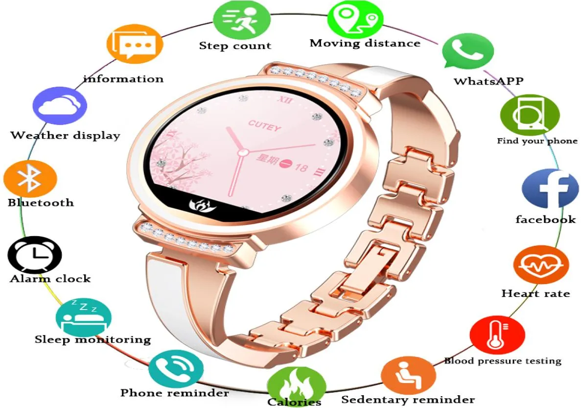 Moda Womens Smart Watch Women Women Waters Improvable Dispositivo Monitor de freqüência cardíaca Esporte Smartwatch For Women Girl Lady Gift1986375