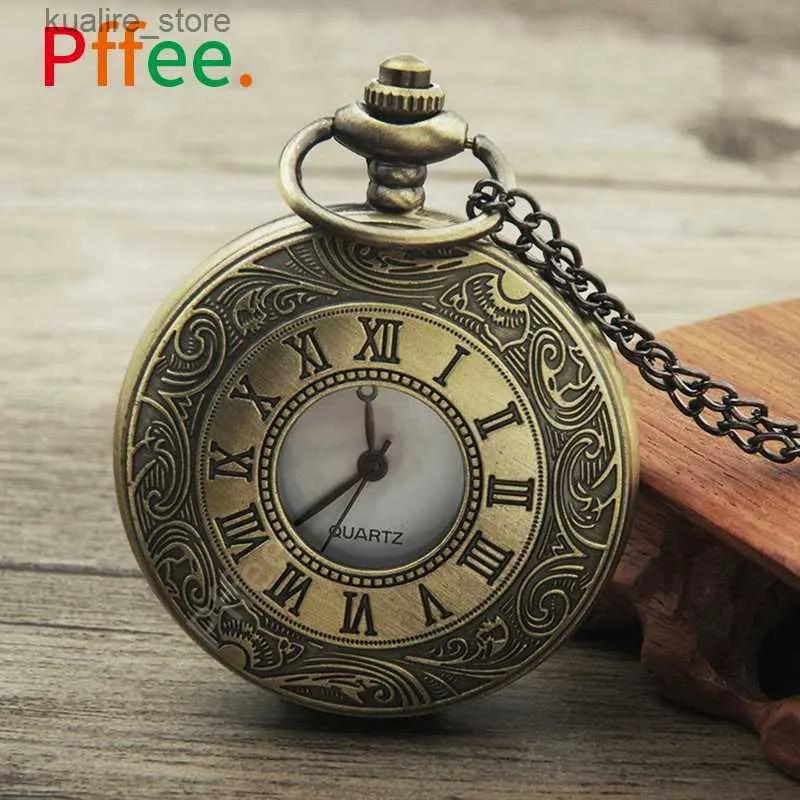 Montres de poche Pffee Roman Digital Quartz Antique Pocket Pocket Chain Mens Steampunk Vintage Clock Reloj One Piece Mens Best Gift L240402
