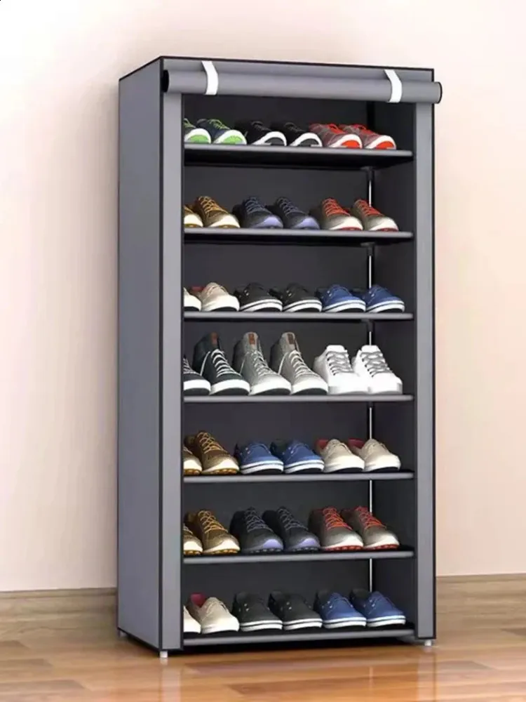 MultIllayer Shoe Rack Organizer Dustproof Fabric Stand Stand Malway Saving Space GRAVEL Home Furniture Storage 240329