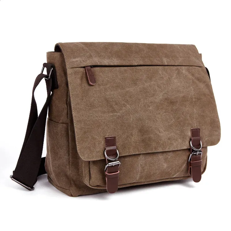 Lapto de Lapto de Lapto de Canvas Bag Mensageiro Men Men Casual Crossbody Bags School Bookbag 240402