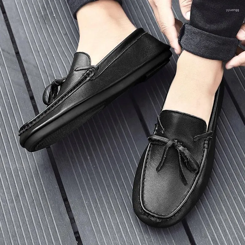 Casual Shoes High Quality Business Loafers Men Luxury Slip On Genuine Leather Mens Driving Office Formal Boat