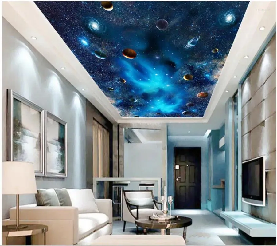 Wallpapers wdbh aangepaste 3D plafond muurschilderingen behang de melkachtige manier melkweg sterrenhemel sky schilderen muur voor woonkamer