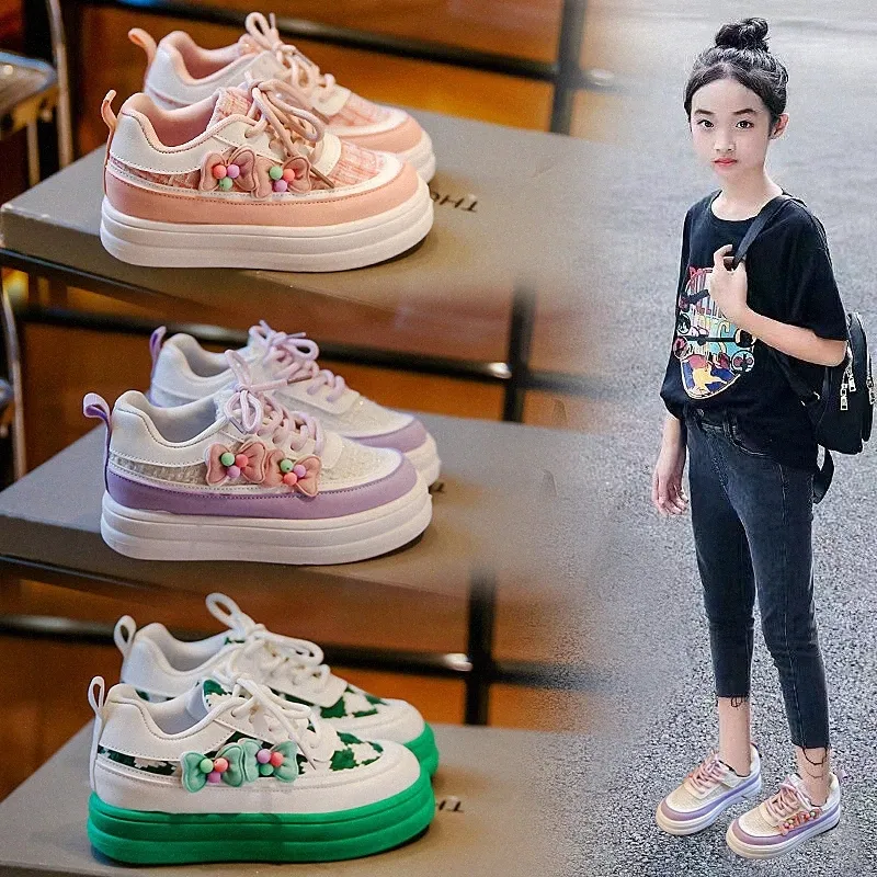 Crianças tênis de tênis casuais sapatos infantis jovens sapatos de skate de skate spring outono garotas garotas garoto sapato rosa púrpura size 26-37 t9wq#