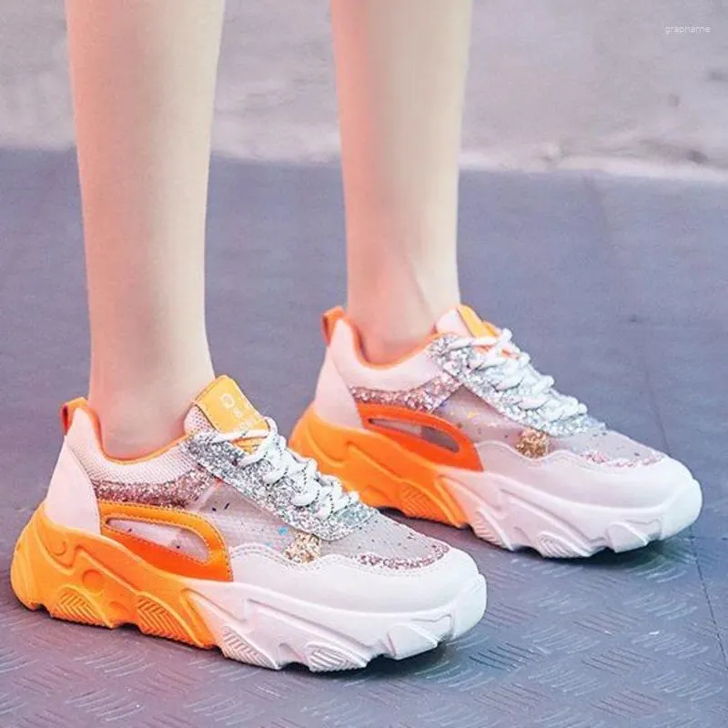 Fitnessschoenen Sneakers modeplatform Chunky Women Old Dad Summer Ins Ulzzang Brand Basket Vrouw Orange Bling Casual Woman 2024