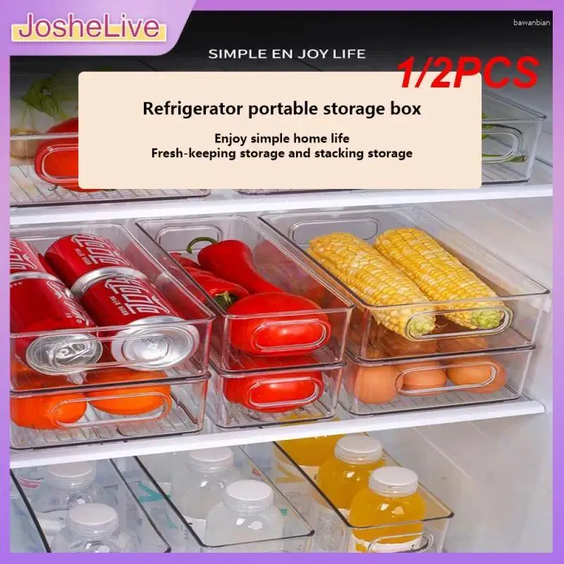 Opslagflessen 1/2 stks transparante koelkastkast groente fruit organizer koelkast heldere container voor keukenvoedingsdranken