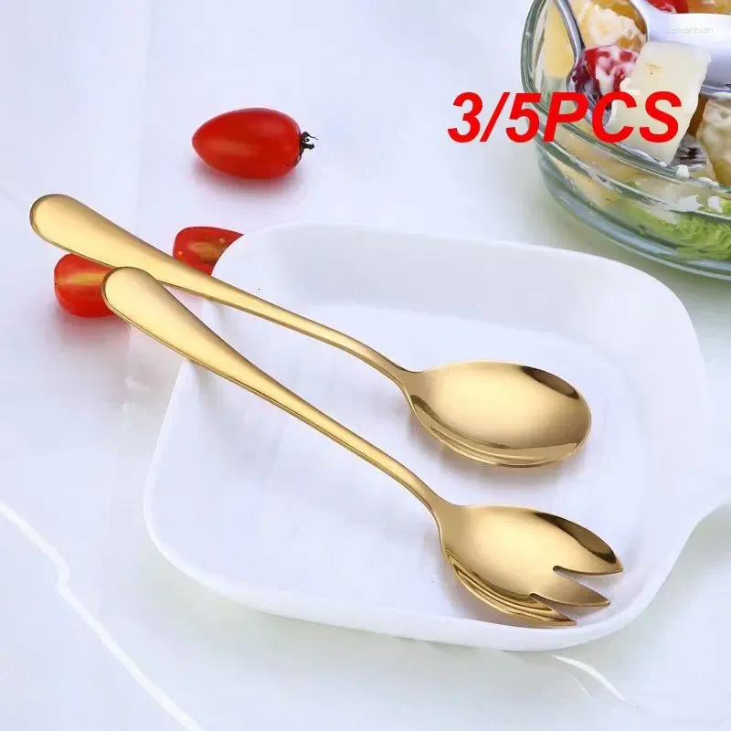 Spoons 3/5pcs Spklifey Gold Insalata Grotto FORKSALAD Set di posate in acciaio inossidabile che serve colorato unico