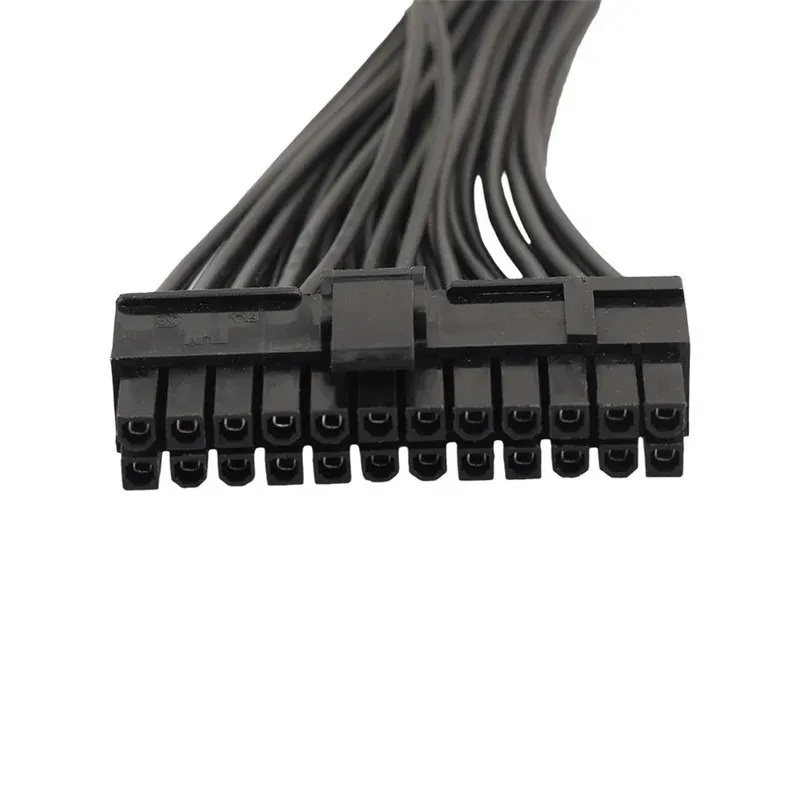 2024 0.3m Computer Motherboard 24pin Dual-start Synchronous Power Cord, Copper Black Adapter Cable, Dual-power Start Cord for Computer