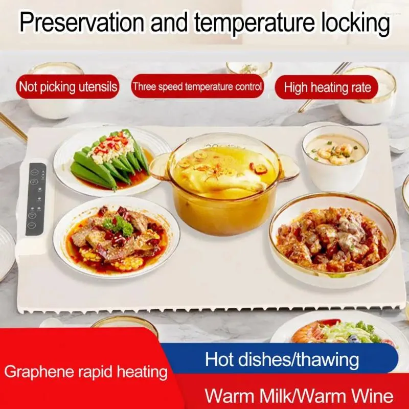 Table Mats Fast Heating Electric Warming Tray Adjustable Temperature Foldable Design Food For Dining