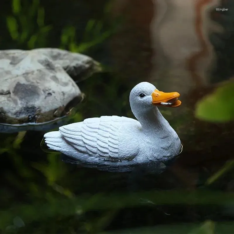 Trädgårdsdekorationer realistiska flytande anka staty för hemdamm pool akvarium gräsmatta ornament djurfigurer trädgård konst