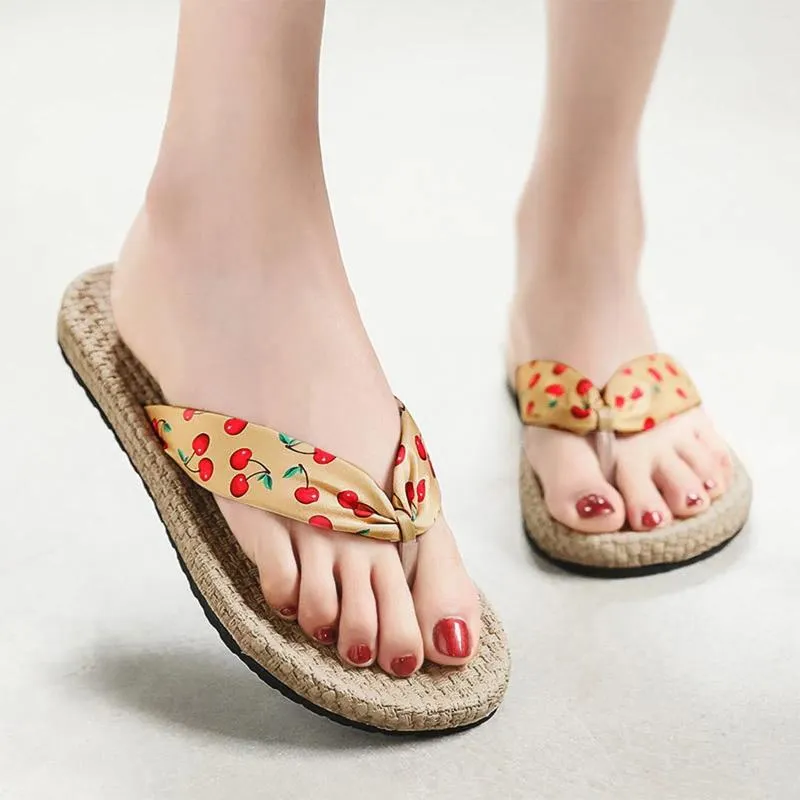 Slippers Fashion Spring And Summer Women Espadrille Fruit Pattern Sandals Flip Flops Beach Flat Pineapple For