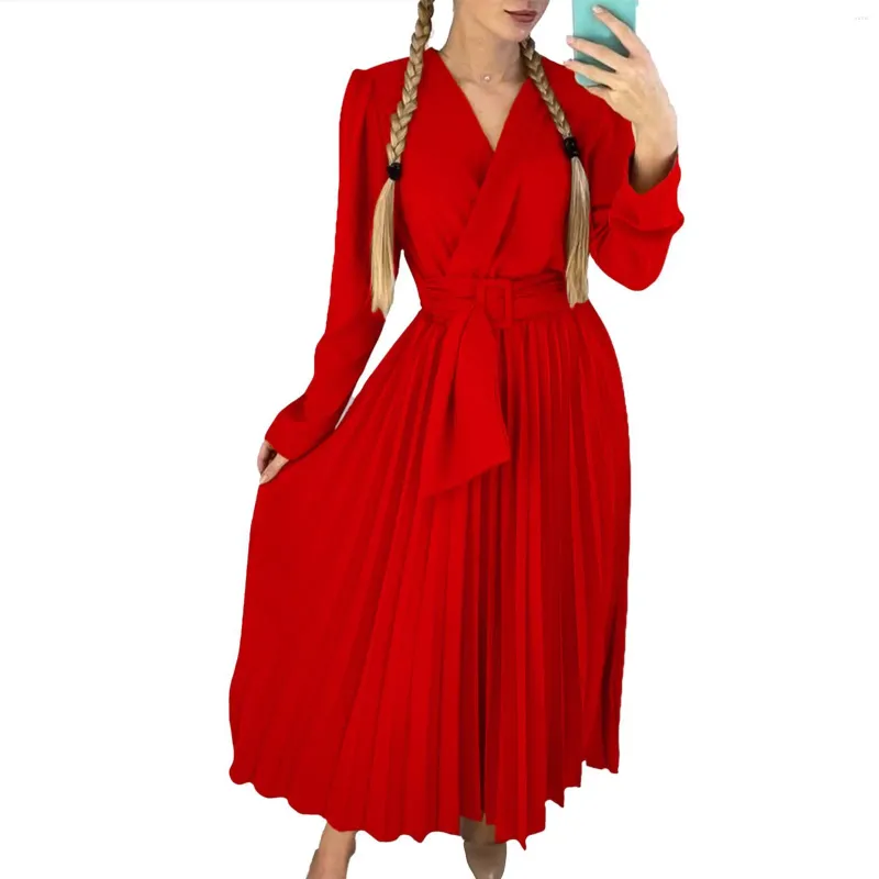 wrap dress long sleeve flowy red dress