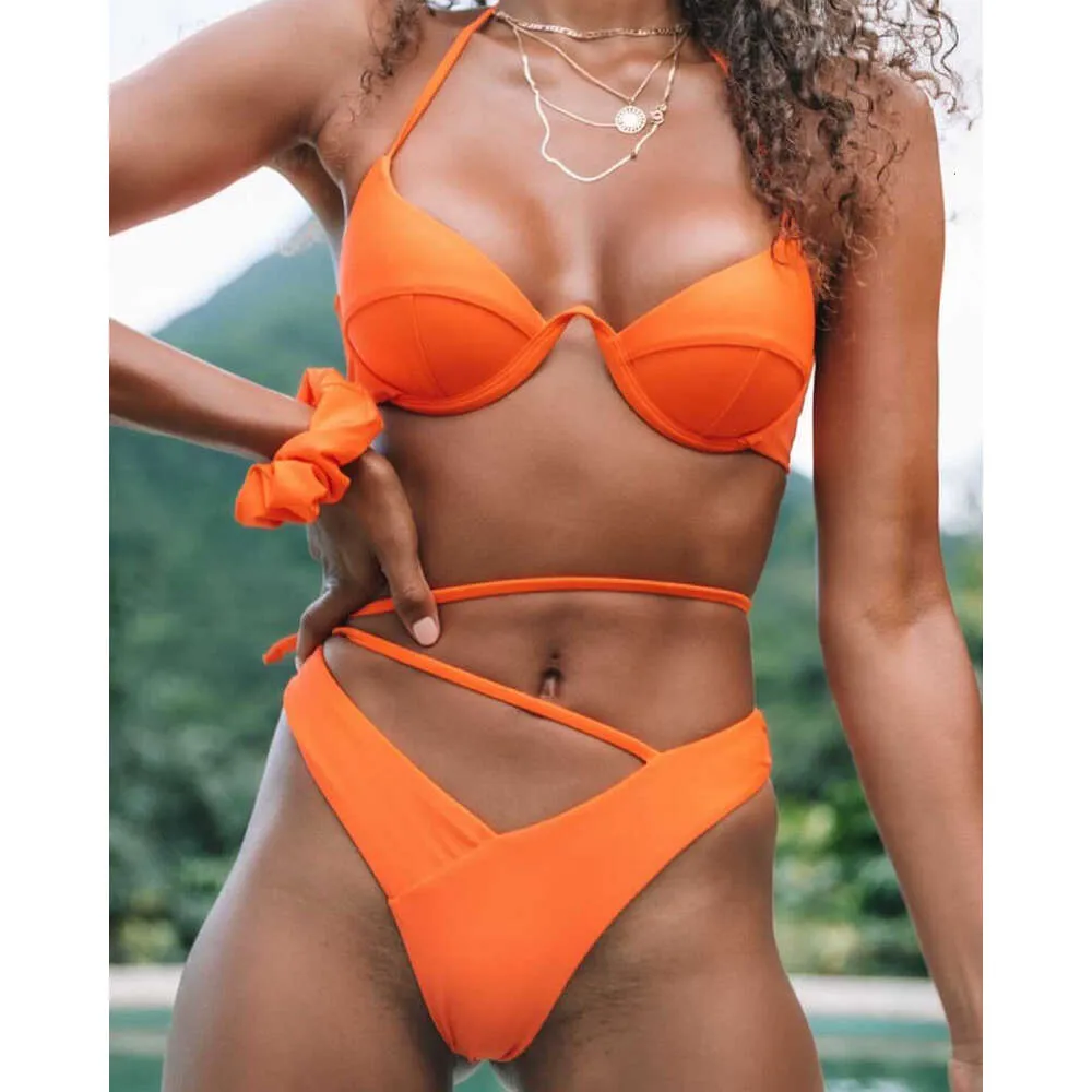 2024 Nuevo para mujeres Solid Color Nylon Soporte de acero integrado Bolso duro Sexy Bikini Bywimsuit