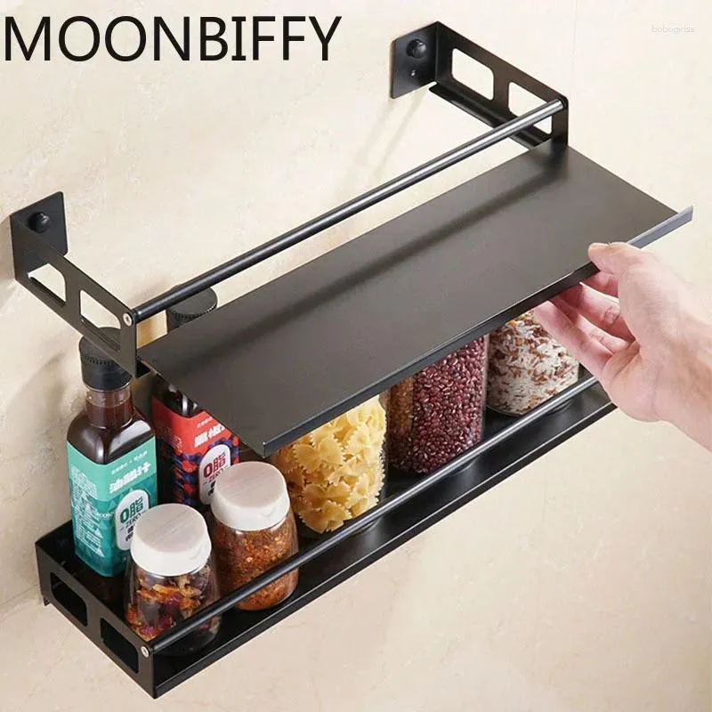 Kitchen Storage Punch Free Wall Mount Bracket Rack Spice Cabinet Shelf Gadget Supplies Bathroom