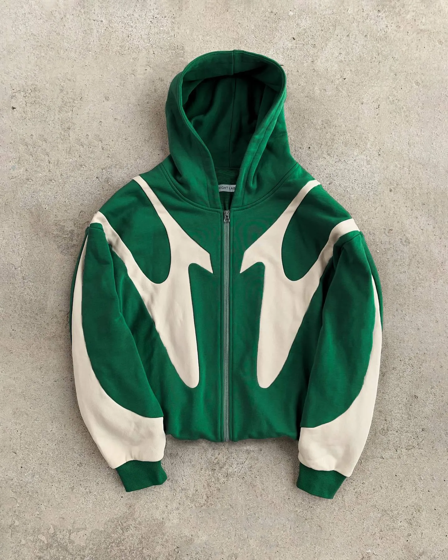 Men's Hoodies New Streetwear Sweatshirt Men Women Haruku Casual Green Light Cream Spliced Zipper Y2K Gothic Oversized_voghion.com