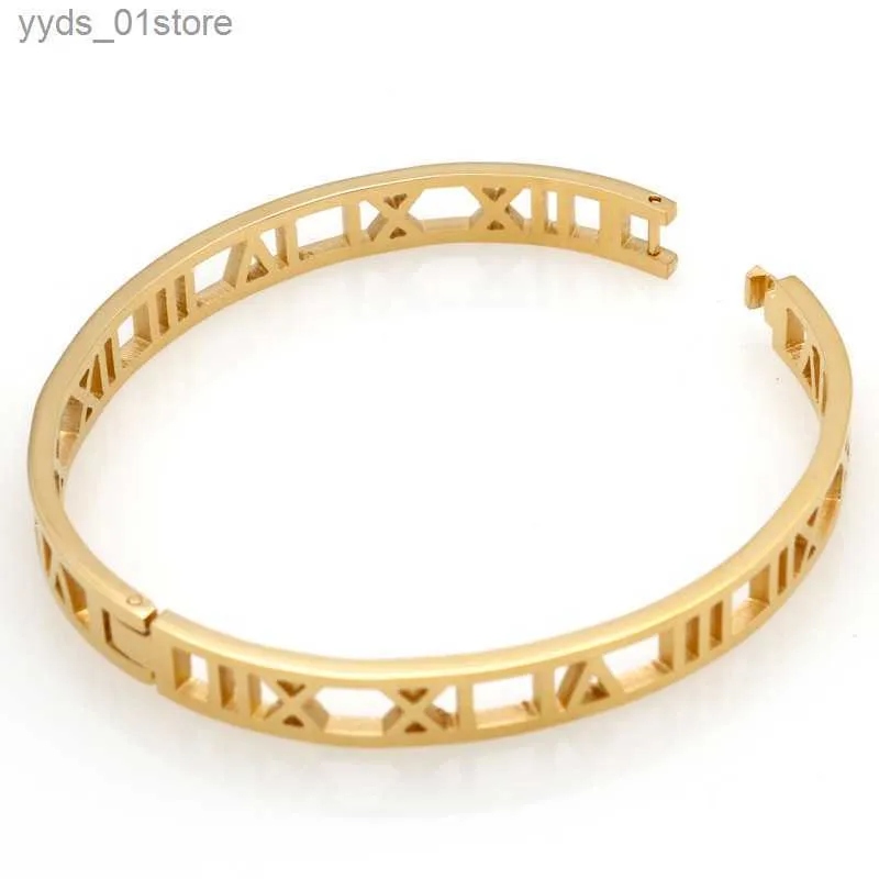 Bedelarmbanden Nieuwe mode Gold Bangle Woman Titanium stalen Shackle Romeinse sieraden manchetbanden S voor vrouwen 4mm 7mm L46
