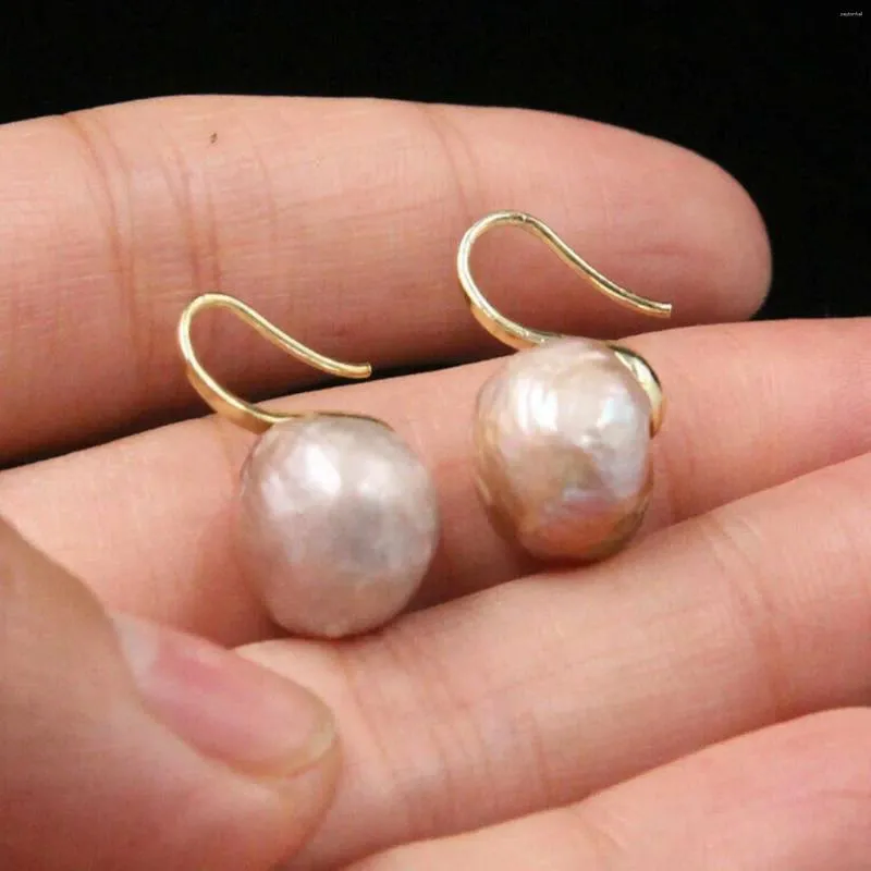 Boucles d'oreilles en peluche 11-12 mm violet baroque perle 18k oreille étalon cultivé le bureau de chandelier cristal adolescents décontractés argent moderne perle