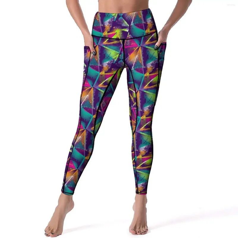 Leggings de peinture néon pivottes pantalons de yoga pantalons de yoga sexy