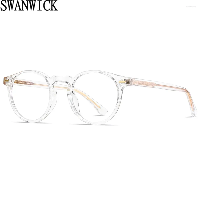 Lunettes de soleil Swanwick TR90 Rétros Lunes anti-bleu Light Femmes Clear Lens Frame Round Men CP ACÉTATE