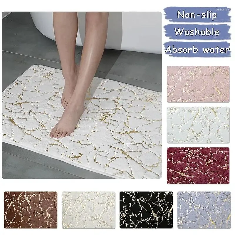 Bath Mats Anti-slip Carpet Rug Embossed Doormat Water Absorb Memory Cotton Entrance Mat For Wash Basin Bathtub Side Bathroom