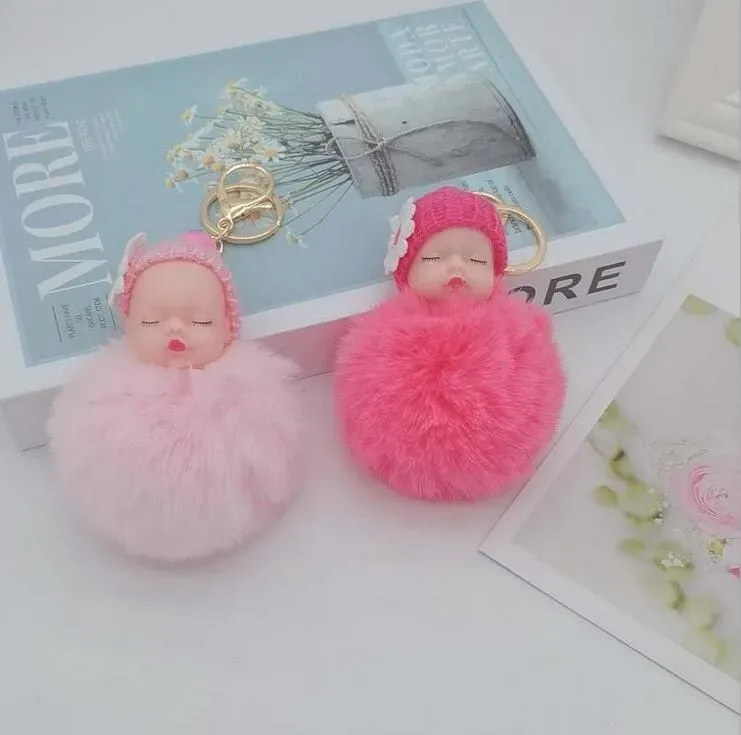 key ring Cute doll hair ball keychain bag pendant car ornaments cartoon plush