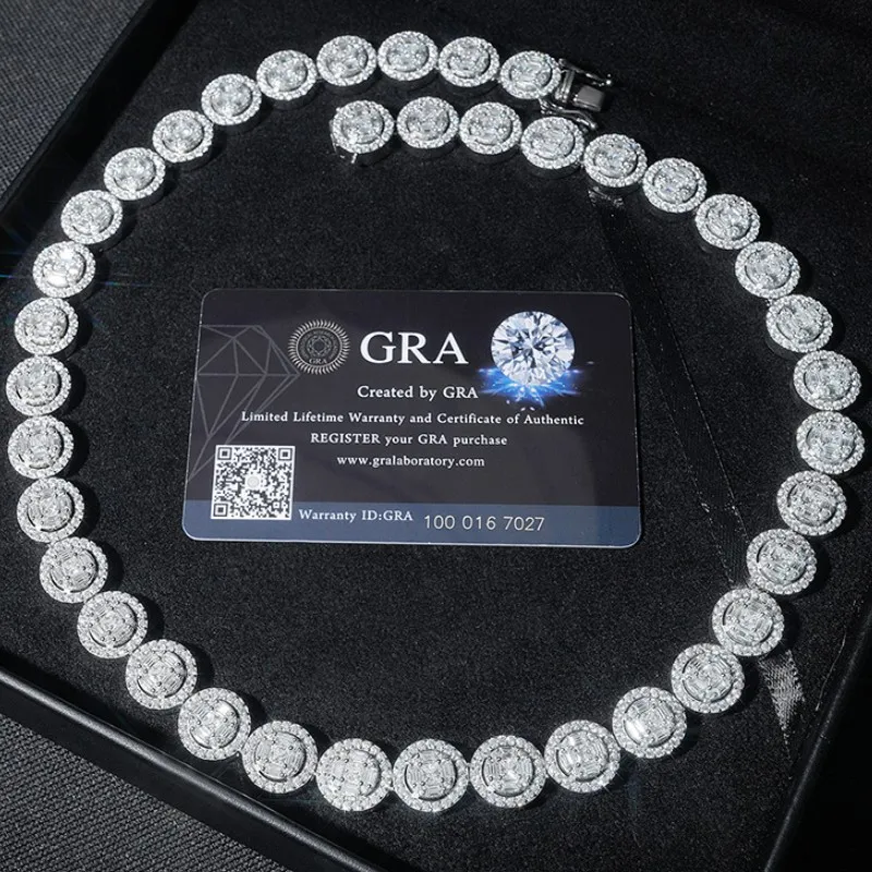 Tester podania 13 mm 18-24 cala S925 Srebrny wysokiej jakości Minsanite Kubańskie naszyjniki Bracelety dla mężczyzn Kobiety S925 Silver Real Diamond Minesanite Bejdia łańcuchowe