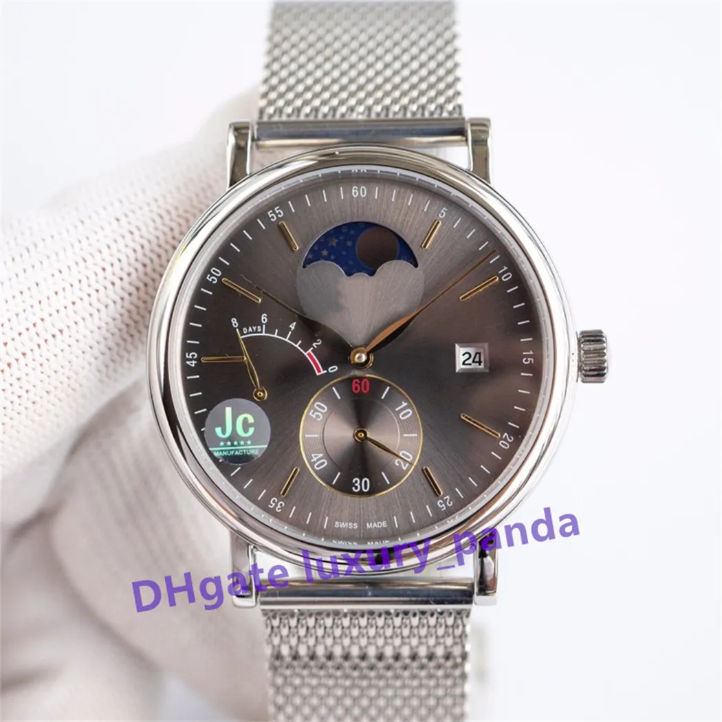 2024 حركة تلقائية للرجال الساعات Sun Moon Star Watch 45mm 316L سوار من الفولاذ المقاوم للصدأ من الفولاذ المقاوم للصدأ من الزجاج