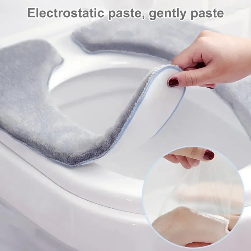 Toilet Seat Covers Cover Thick Warm Washable Mildew Proof Static Soft Flannel Cushion Bathroom Accessories Mat