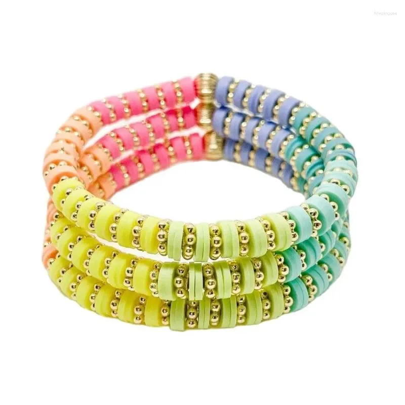 Strand kkbead färgglada Heishi pärlarmband för kvinnor boho smycken sommarpolymer lera armband ete bijoux pulseras tillbehör