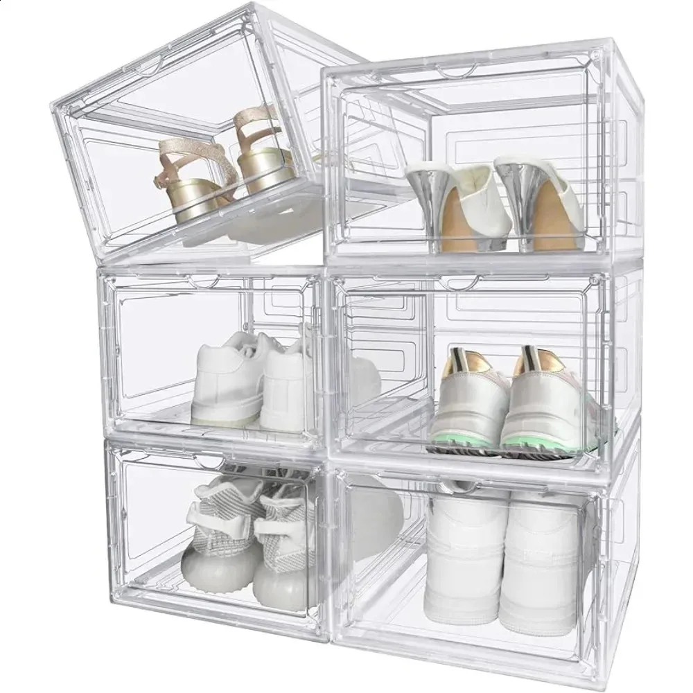 Boîte à chaussures Empilable Amélioration du rangement de baskets en plastique avec couvercle 240329