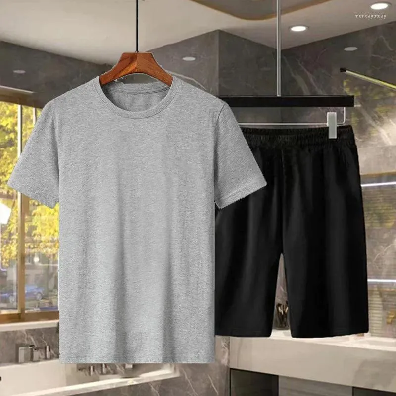 Traccetti da uomo Summer T-shirts in cotone Punti Shorts 2 pezzi Set da jogging sportivo cool set di abbigliamento sportivo stampato maschile