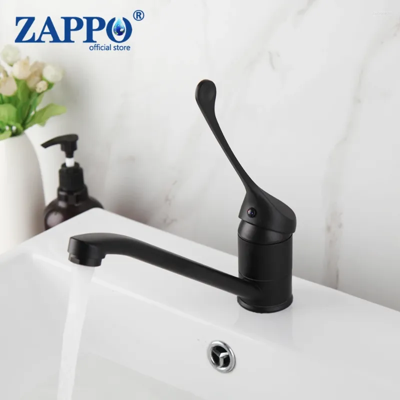 Robinets de lavabo de salle de bain zappo noir froid poignée longue robinet Laboratoire de lavage de lavage mixr coude tactile mop piscine