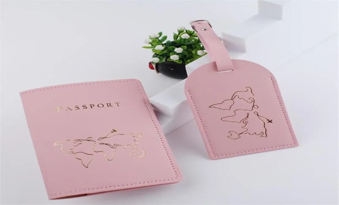 Cartes Carte Map Map Passeport Holder Livre protecteur PU PU Le cuir ID Bag de bagage 2PCS SET207S4831610