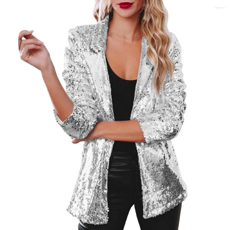 Abiti da donna blazer femminile autunno inverno maniche lunghe paillettes di abbigliamento shinny street temperament y2k casual inelastic comofy comode