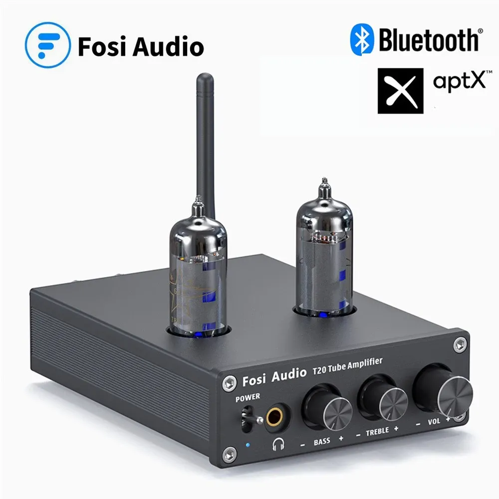 Förstärkare FOSI Audio Bluetooth Vakuumrör Förstärkare APTX HD Stereo Power amp 50W TPA3116D2 Bärbar hörlurarförstärkare för hemhögtalare