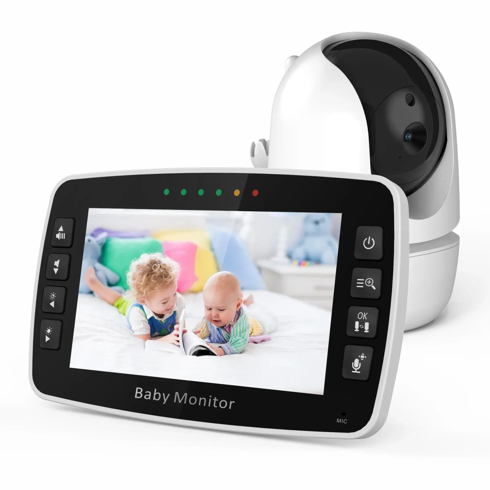 Monitors 2023 Wiadomości 4.3 cala IPS Ekran Wireless PTZ Interkoma Monitor dziecka Wyświetlacz Niania kamera na długi dystans Kamera opiekuna