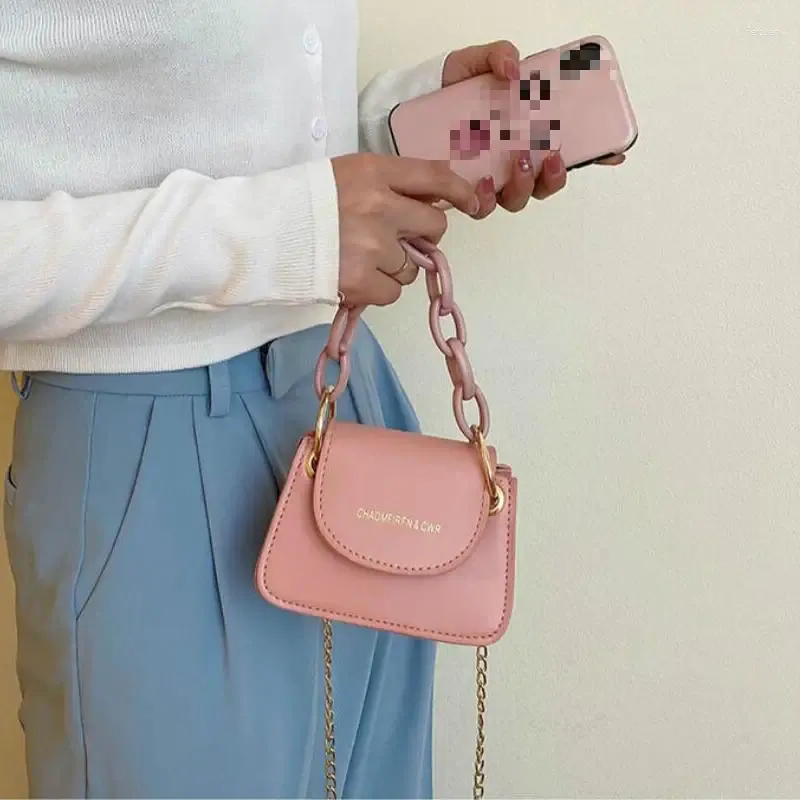 Çanta Moda Kadınlar Akrilik Zincir Çanta Çantaları PU Deri Bayanlar Mini Flep Crossbody Bags Kızlar Küçük Debriyaj Omuz