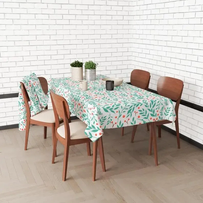 Table en tissu Ferme Linette rustique avec feuilles Plantes Cuisine et décor de salle à manger