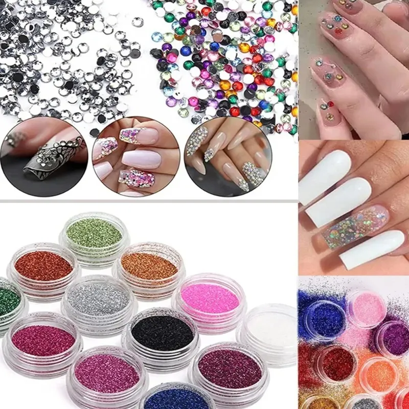 Acrylic Nail Kit Professional Nail Supplies Set Crystal Powder Glitter Manicure Set Nail Art Acrylic Liquid Fake Nails