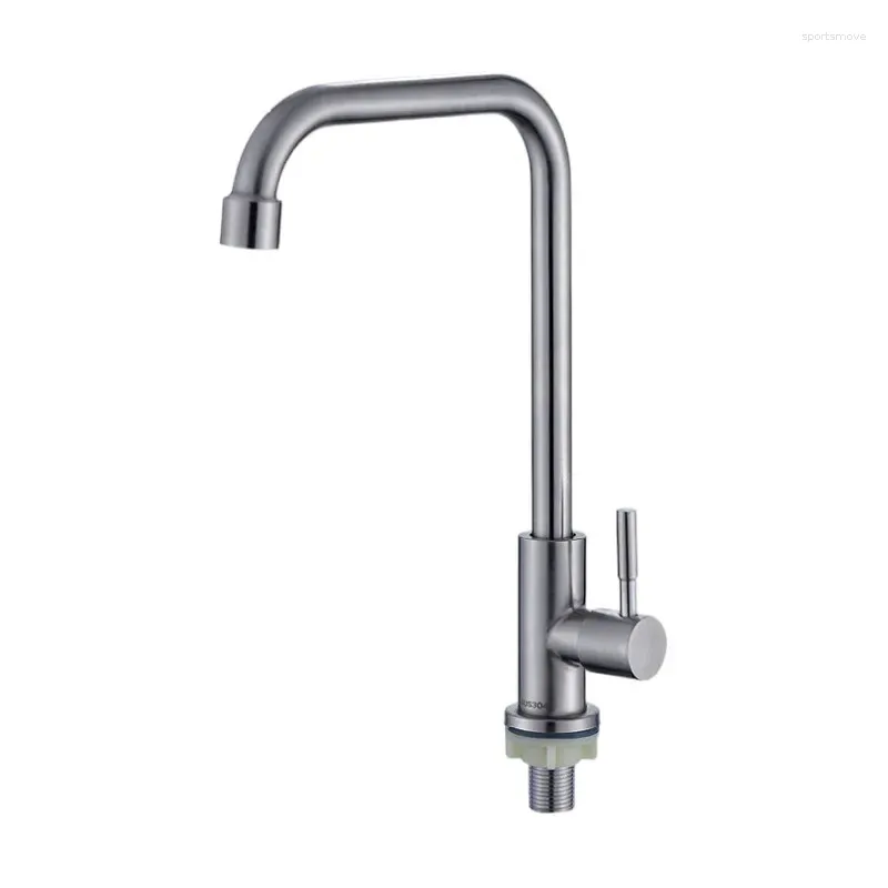 Bathroom Sink Faucets 304 Stainless Steel Single Cold Vertical Water Drawing Kitchen Faucet Vegetable Basin Rotating